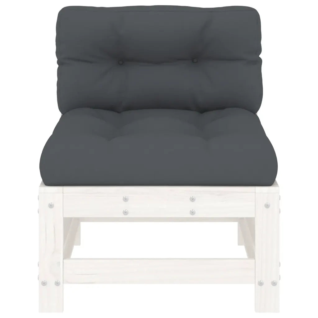 Divano componibile-Divani Centrali con Cuscini 2 pz Legno Massello di Pino Bianco 248160