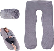 Cuscino a forma di U per cuscino per gravidanza 140 x 80 cm - grigio, lavabile in macchina