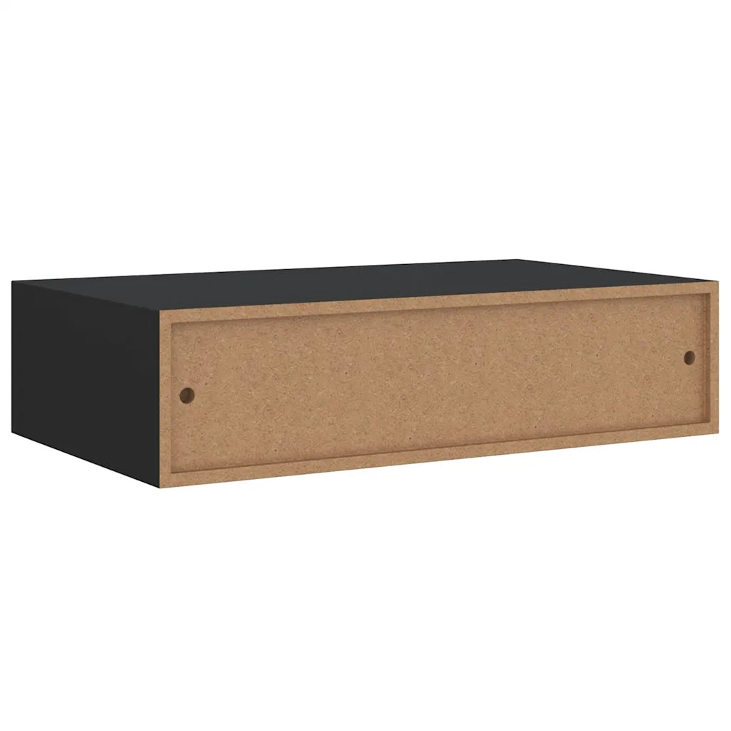 Scaffali con Cassetti da Parete 2pz Nero 40x23,5x10 cm in MDF cod mxl 33739