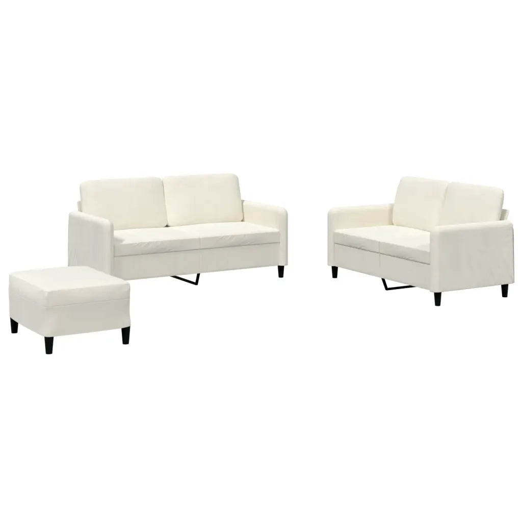 Set di Divani 3 pz Crema in Velluto
