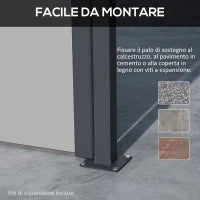 Tenda Laterale Retrattile 400x180 cm con Maniglia, in Metallo, Alluminio e Poliestere, Grigio Chiaro
