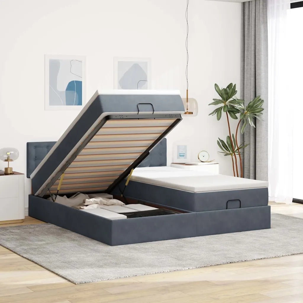 Struttura Letto Pouf con Materassi 180x200 cm Velluto 3312960