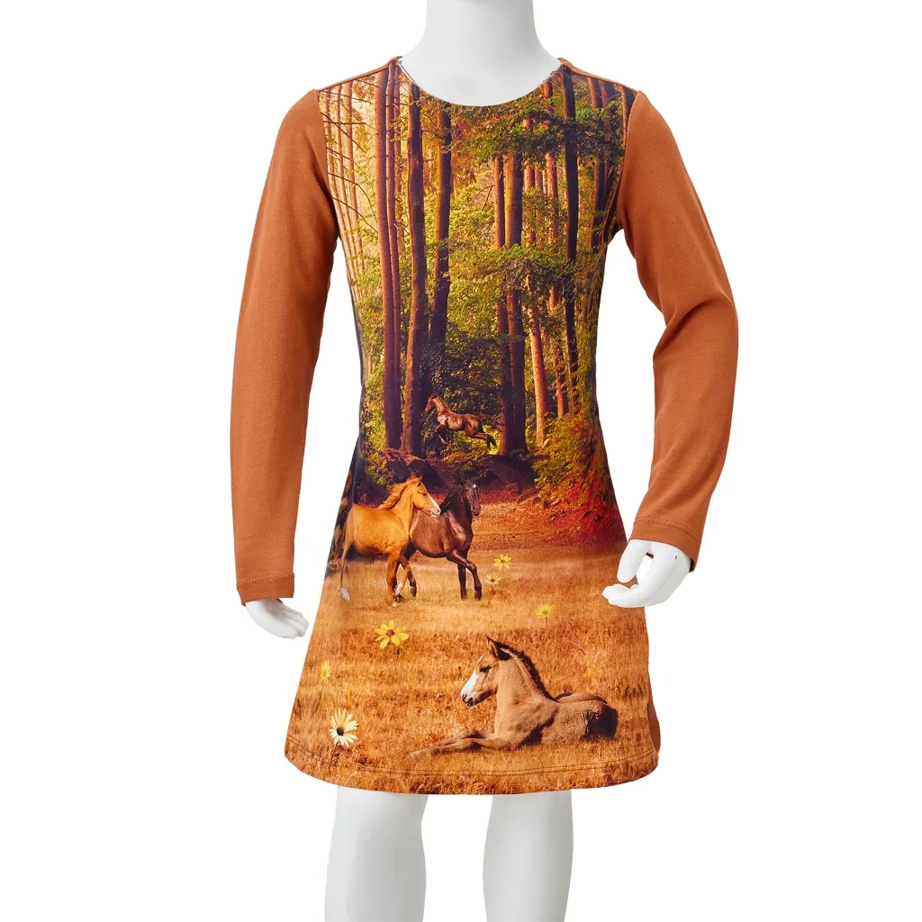 Abito da Bambina a Maniche Lunghe Cognac 128 CFW2525452
