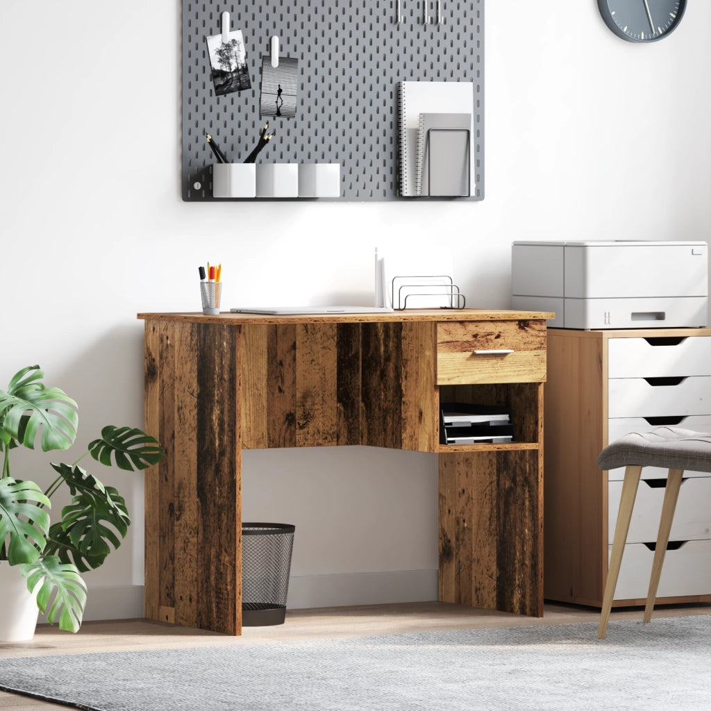 Scrivania con stoccaggio Legno Antico 90x49.5x75 cm Legno ingegnerizzato