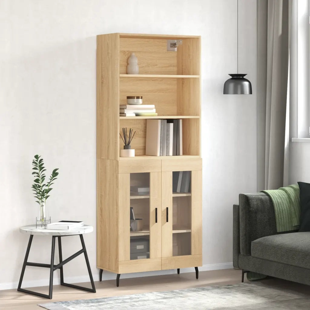 Credenza-Buffet-Armadio da cucina Rovere Sonoma 69,5x34x180 cm in Legno Multistrato 305132