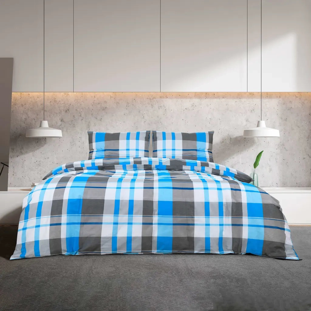 Set Copripiumino Blu e Grigio 200x200 cm in Cotone CFW1504410