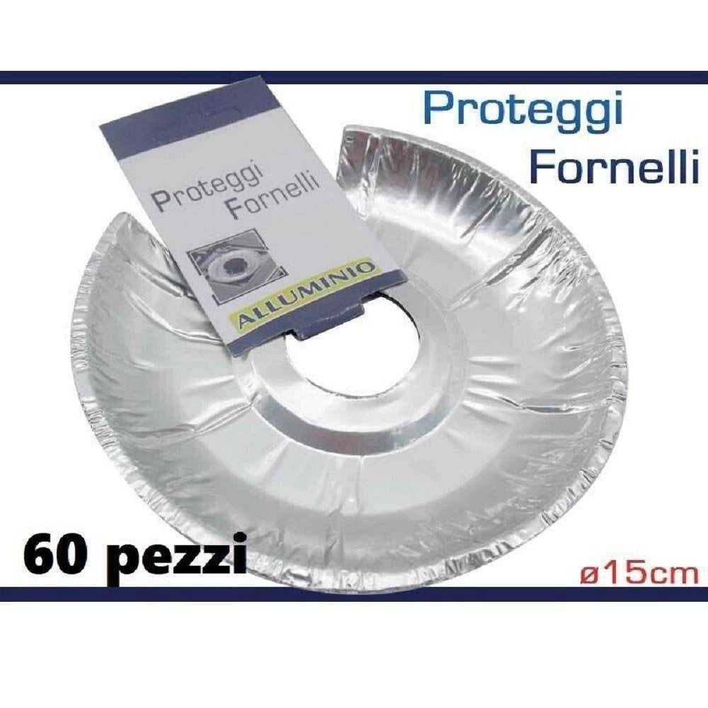 Trade Shop - Set 60 Pezzi Proteggi Fornelli Fornello Da Sporco Grasso Alluminio Rotondi -