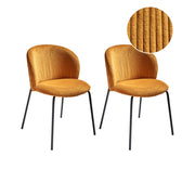Set di 2 sedie da pranzo in tessuto boucle verde stile retrò seduta rotonda