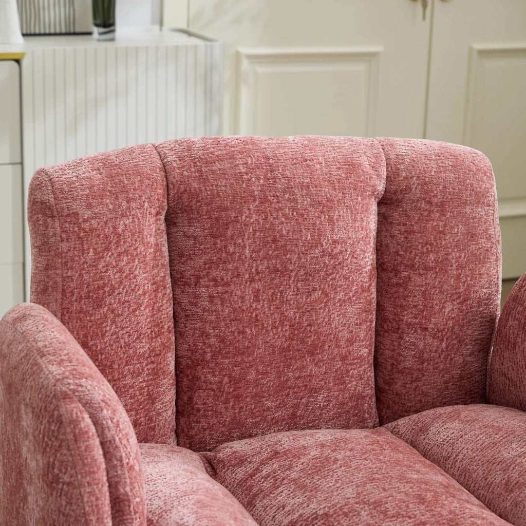 Sedia da Ufficio Girevole Imbottita in Chenille ¨C MINIMAL ¨C Rosa, Braccioli Regolabili, Altezza Regolabile