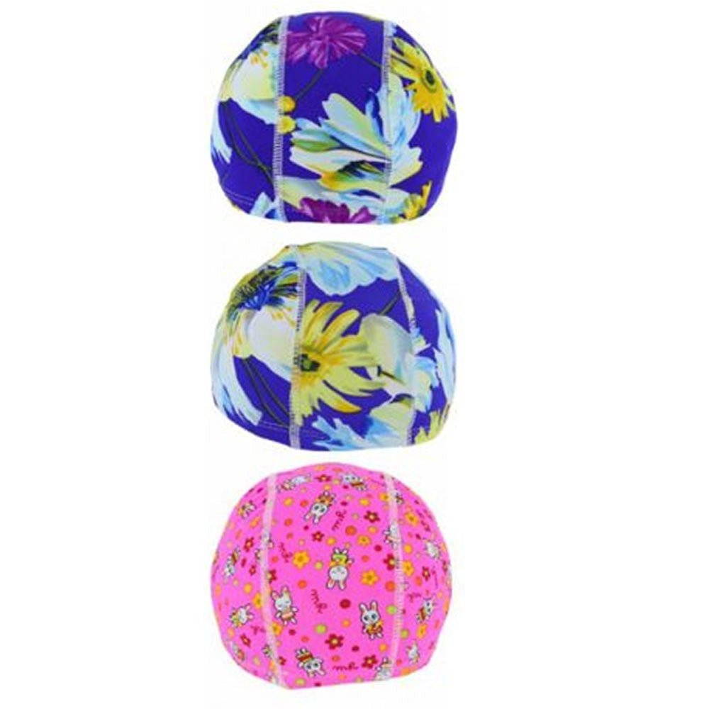 Trade Shop - 3 Pz Cuffia Piscina Mare Nuoto Stampata Varie Fantasie Con Fascia Elastica 2cm -