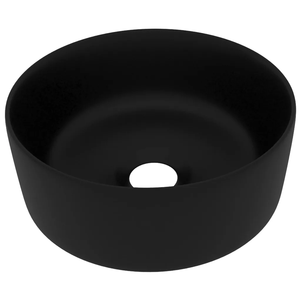 Lavandino-Lavello Lusso Rotondo Nero Opaco 40x15 cm in Ceramica 587242