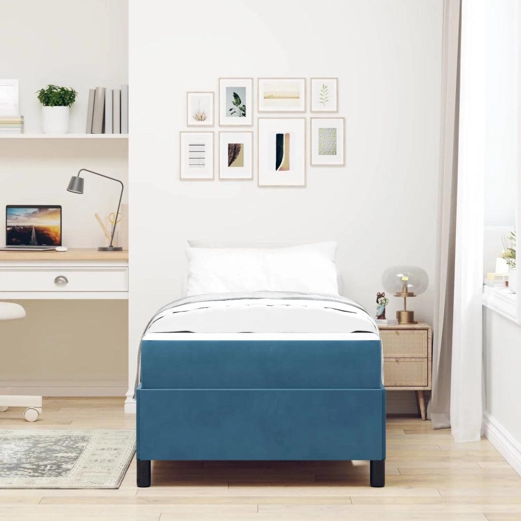 Struttura del letto con materasso Blu Scuro 80 x 200 cm Tessuto