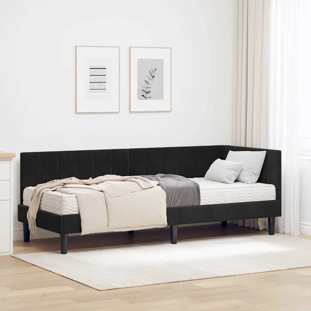 Struttura Letto Angolare con Materasso 2 pcs Nero Velluto