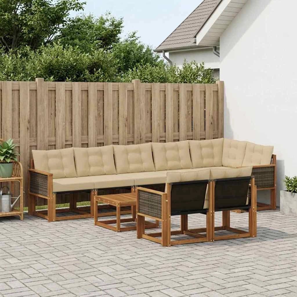 Set di divani da esterno 9 pz Naturale e Beige 3382045