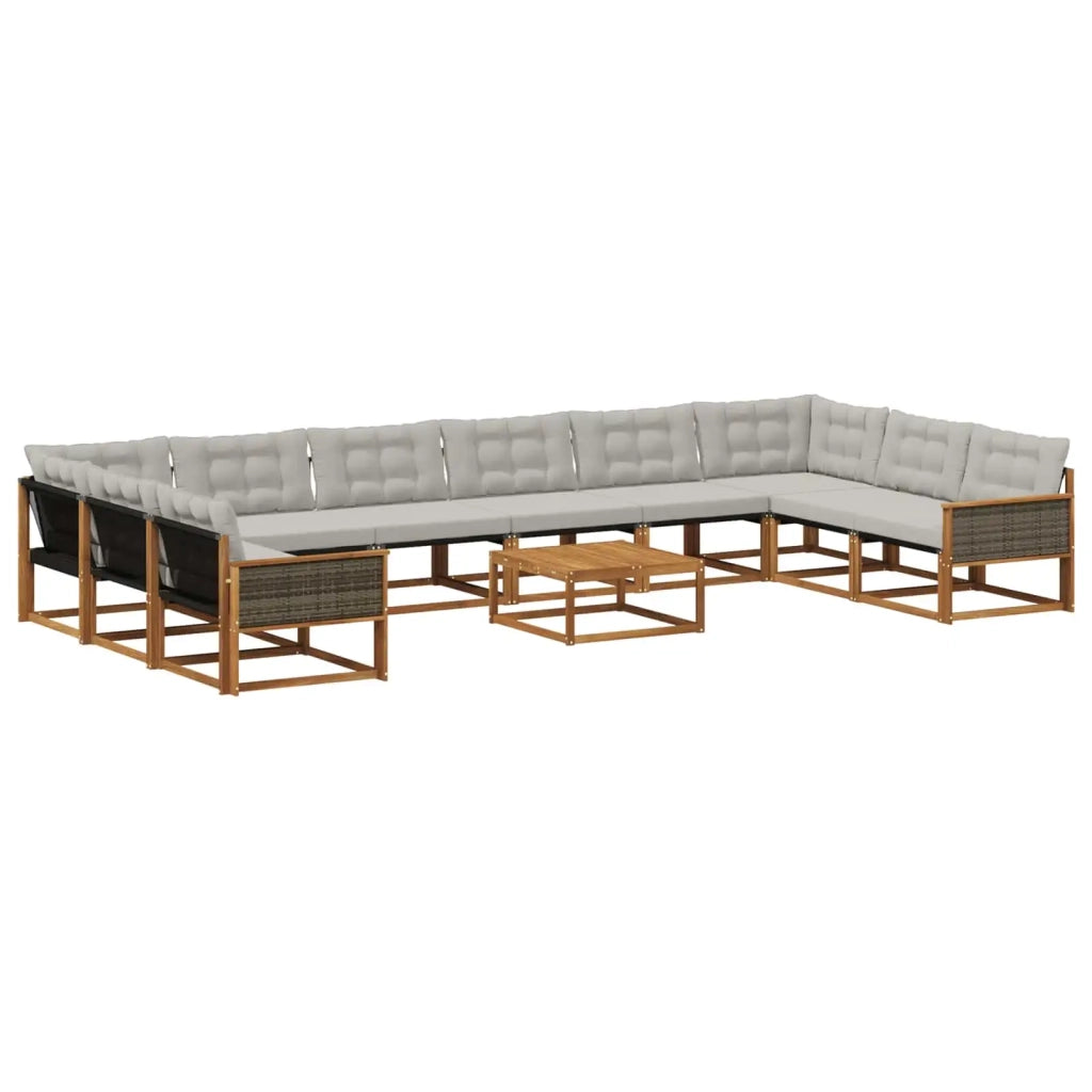 Set di divani da esterno 11 pcs Naturale e Grigio Chiaro 3381723