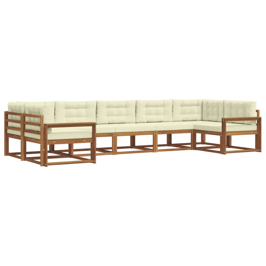 Set di divani da esterno con cuscino 7 pcs Naturale e Crema