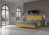 Letto Matrimoniale King Size 180x190 cm con Rete Imbottito in Microfibra Agueda Ocra