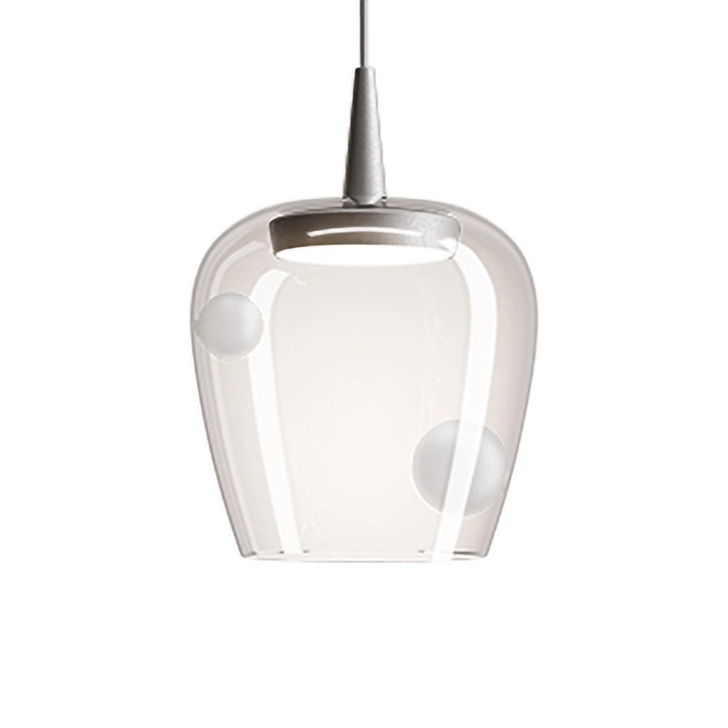 Zafferano Lampada a sospensione Bilia 230V in vetro borosilicato soffiato a bocca con finitura alluminio sabbiato LED 8W 3000K dimmerabile TRIAC