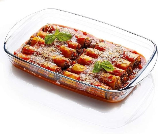 Piatto da forno rettangolare in vetro termoresistente - 1,6L - Resistente a shock termico - Resistente a forno, microonde e lavastoviglie