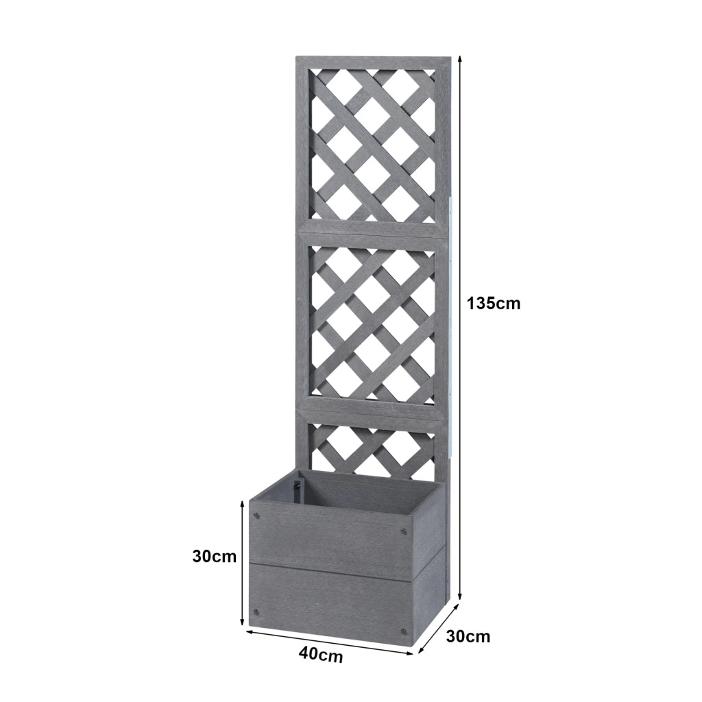 Fioriera con traliccio in legno composito 135 x 40 x 30 cm grigio 03_0009496
