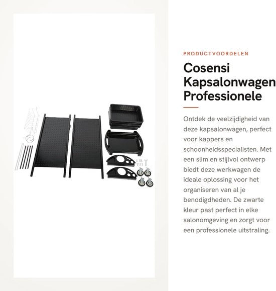 Carrello professionale multifunzionale 5 contenitori - 53 x 44 x 95 cm - Organizzatore per ufficio e casa - Soluzione di archiviazione - Nero - Carrello di stoccaggio