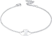 Anelli per Donna - Acciaio Inossidabile Cuore Charm Anello con Lettere A-Z - Accessori per Piedi Nudi - Regali d'Estate per Ragazze 27 cm