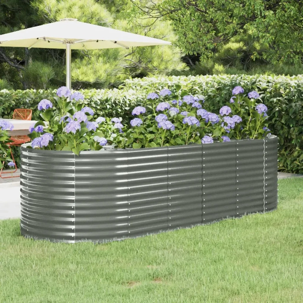 Fioriere | Cassetta per fiori | Letto Giardino Acciaio Zincato 249x100x68cm Grigio
