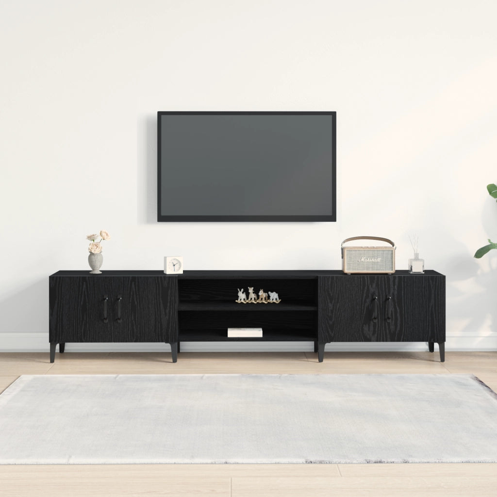 Mobile per TV Nero Rovere 180x31,5x40 cm Legno ingegnerizzato