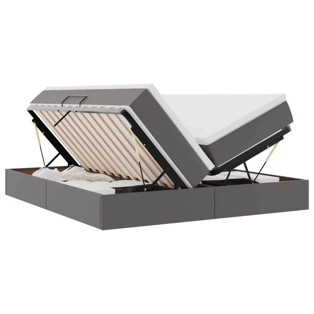 Letto con contenitore e materasso Grigio 200 x 200 cm