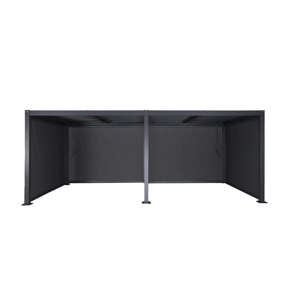 Pergola bioclimatica 3x6m in alluminio e acciaio + 4 tende 3m,