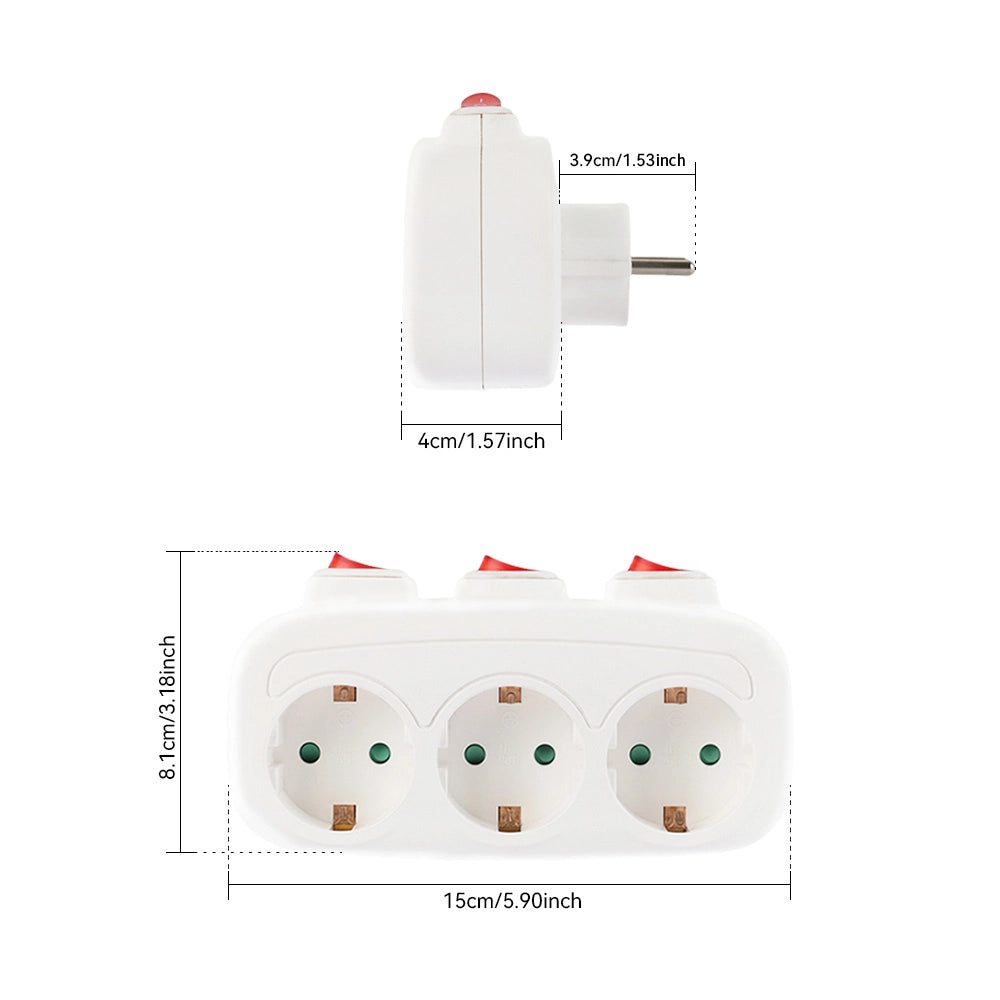 Adattatore Multipresa 3 in 1 con Interruttori ¨C zephmum ¨C Bianco