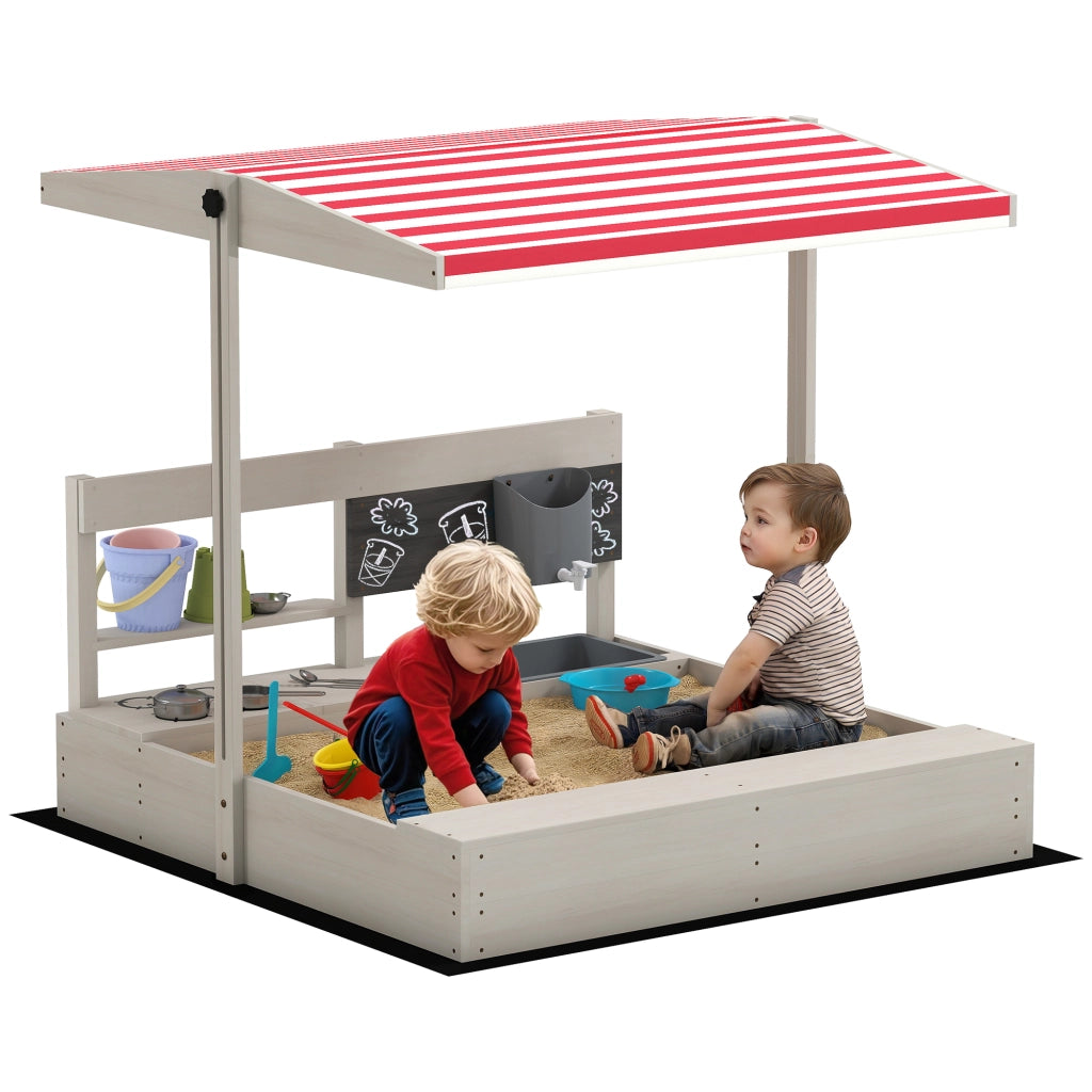 Casetta per Bambini in Legno con Cucina Giocattolo ¨C zephmum ¨C 114x110x110 cm Grigio
