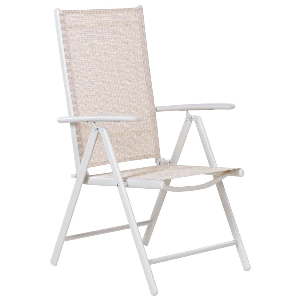 Set da pranzo da giardino in 7 pezzi Tavolo da pranzo in alluminio beige con 6 sedie pieghevoli