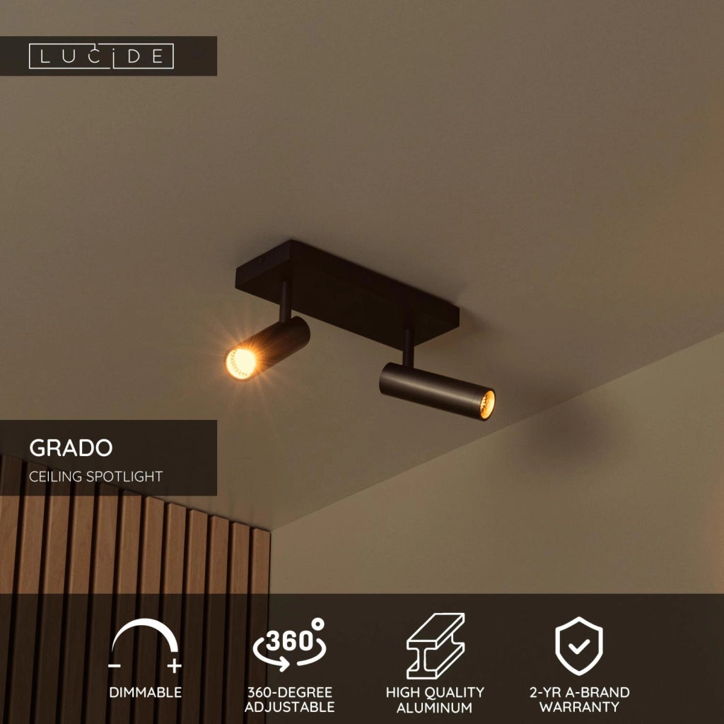 Faretto soffitto GRADO 2xMR11 grigio nero Lucide