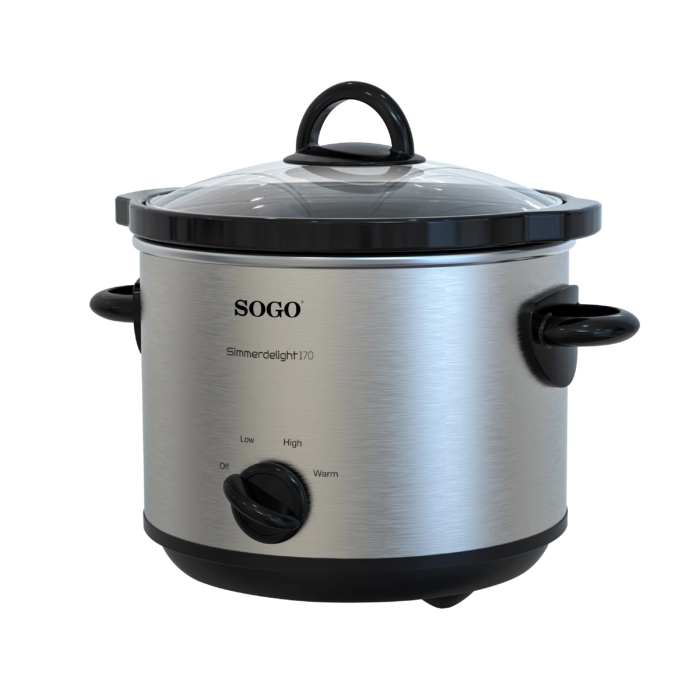 Pentola slow cooker elettrica 3L 170W con recipiente in ceramica e 3 programmi, per cottura lenta 3-4 persone - Sogo