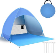 Tenda da Spiaggia XXL - Protezione UV 50+ - Tenda da Campeggio - Tenda da Spiaggia Opaca - 2 a 3 Persone - Protezione UV - Blu