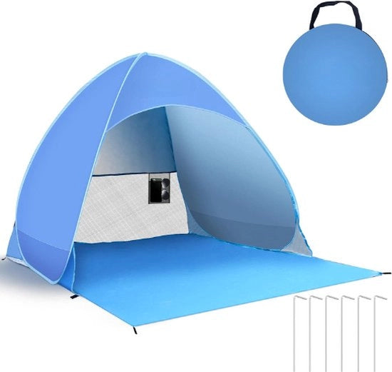 Tenda da Spiaggia XXL - Protezione UV 50+ - Tenda da Campeggio - Tenda da Spiaggia Opaca - 2 a 3 Persone - Protezione UV - Blu