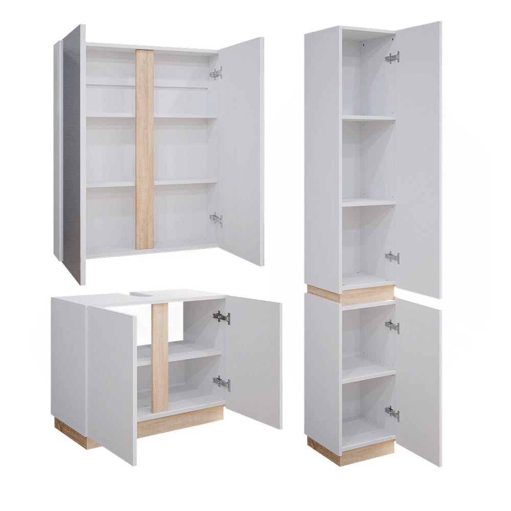 Vicco Set di mobili da bagno Bianco 3 parti, con colonna