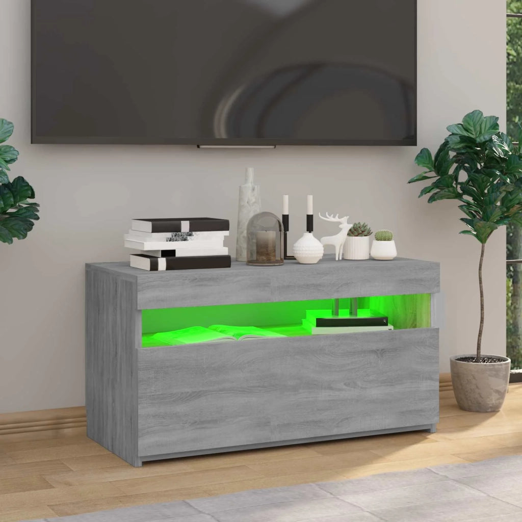 Mobile Porta TV con Luci LED Grigio Sonoma 75x35x40 cm 815125