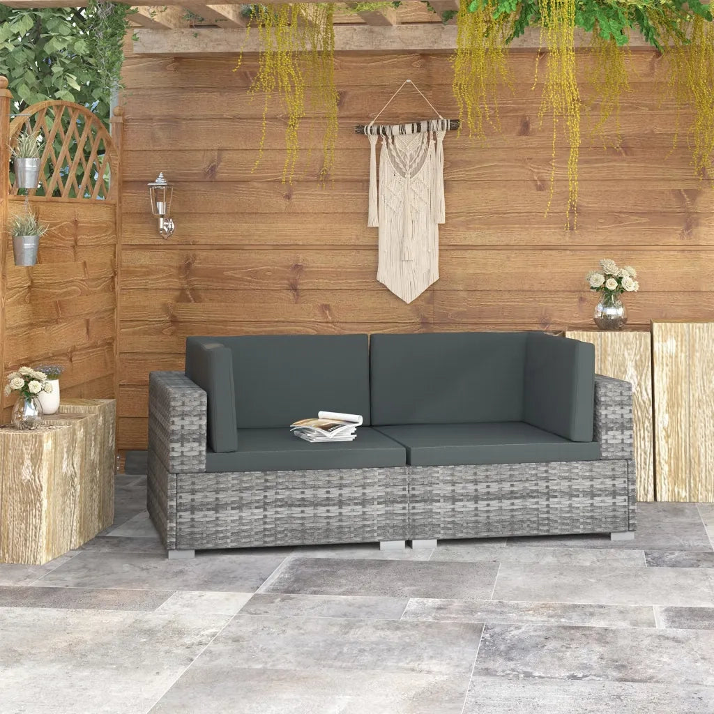 Poltrone Modulari ad Angolo con Cuscini 2 pz Polyrattan Grigio cod mxl 68563