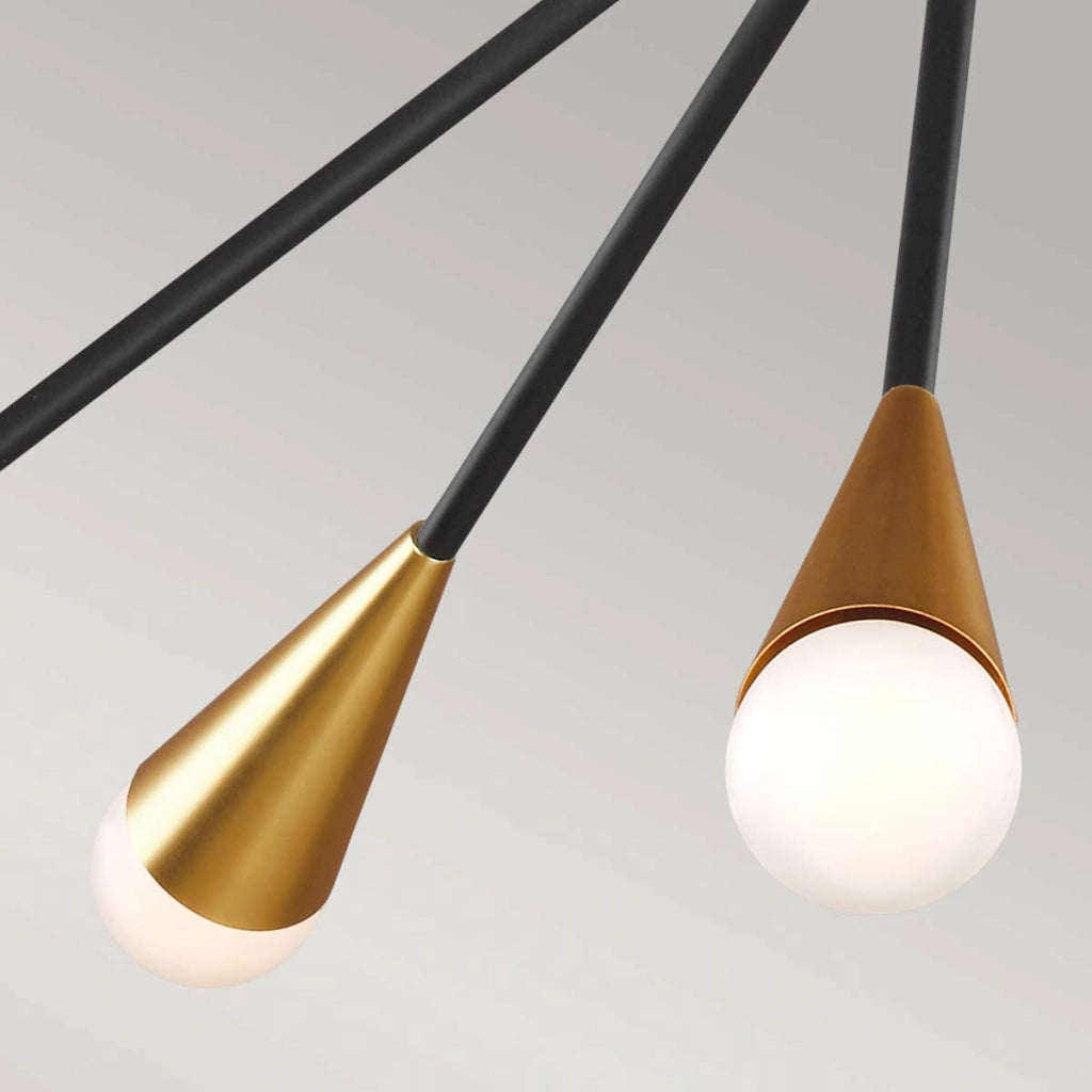 Lampadario moderno nero oro Jax 10xG9 LED 3W Feiss
