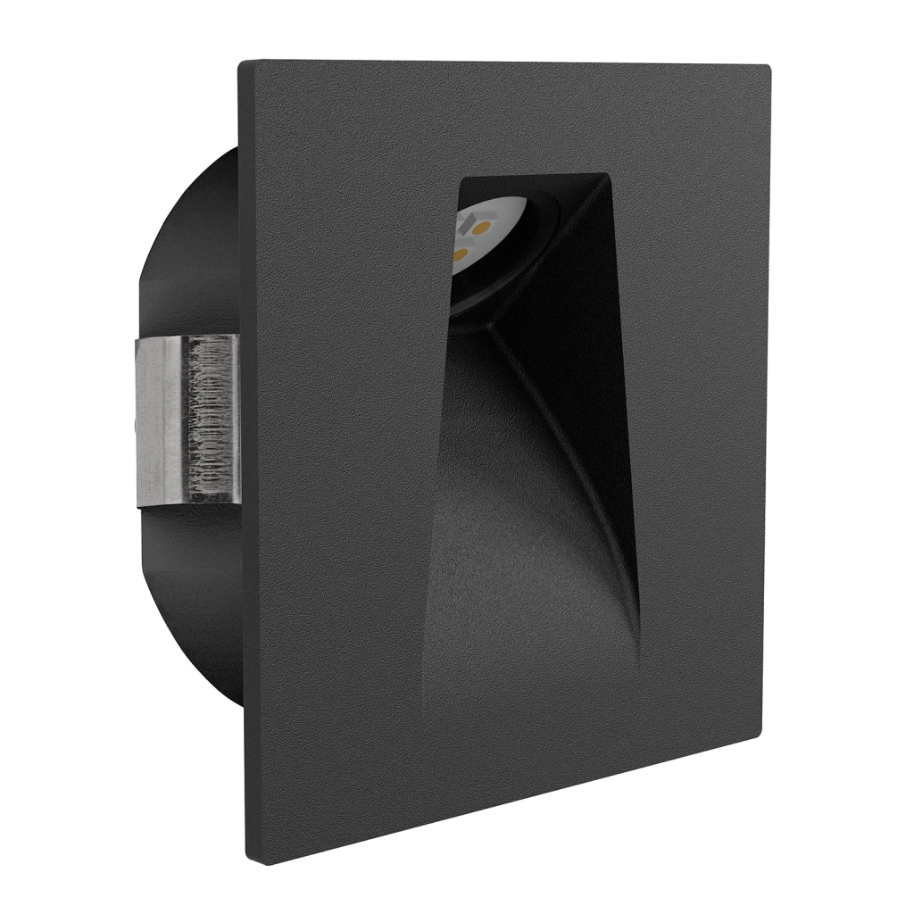 Faretto Ad Incasso Moderno Mecinos In Acciaio Nero Led Integrato 2W 3000K