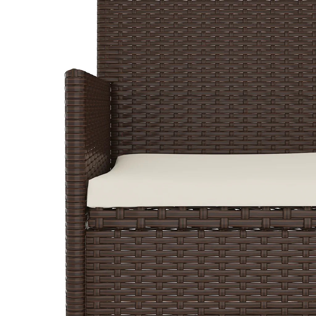 Panca da Giardino a 3 Posti con Cuscini in Polyrattan Marrone 319491