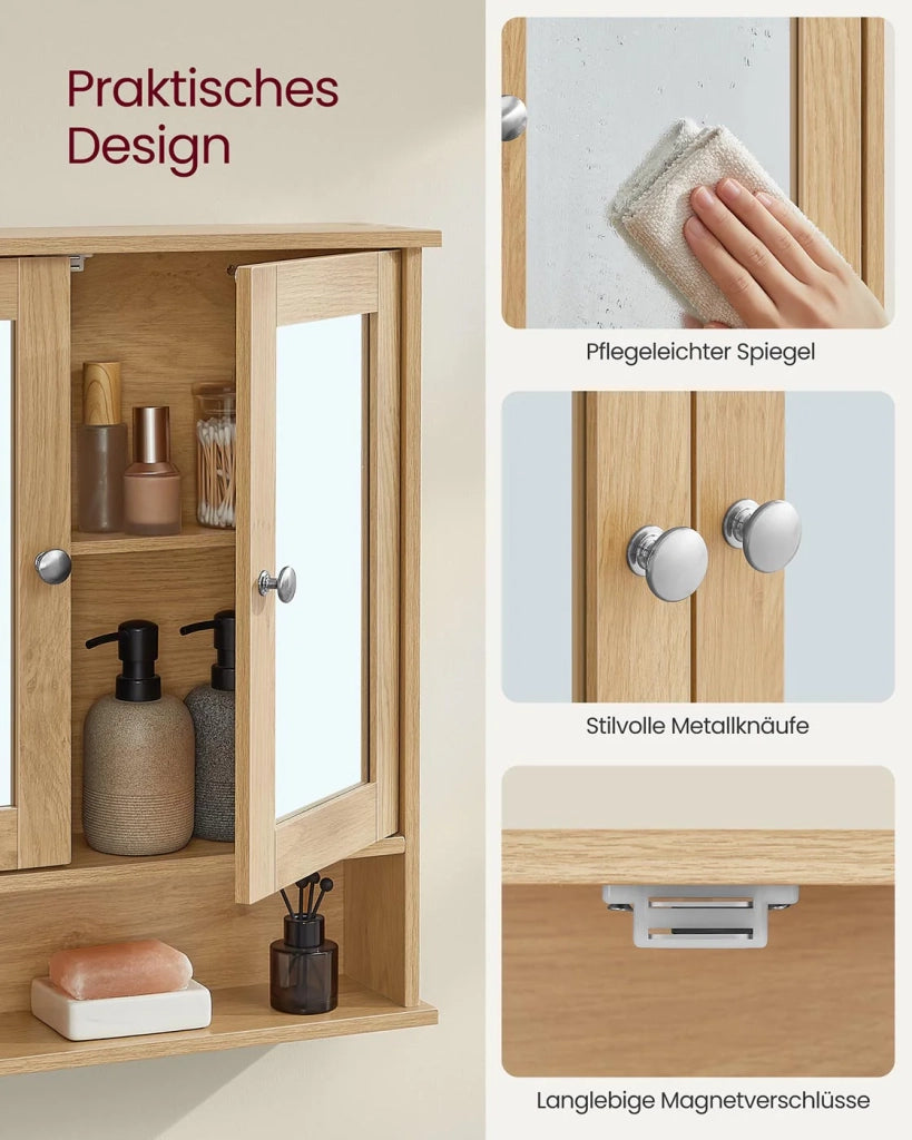 Mobile bagno sospeso 13 x 56,5 x 58,5 cm con ante e specchi 12_0003697