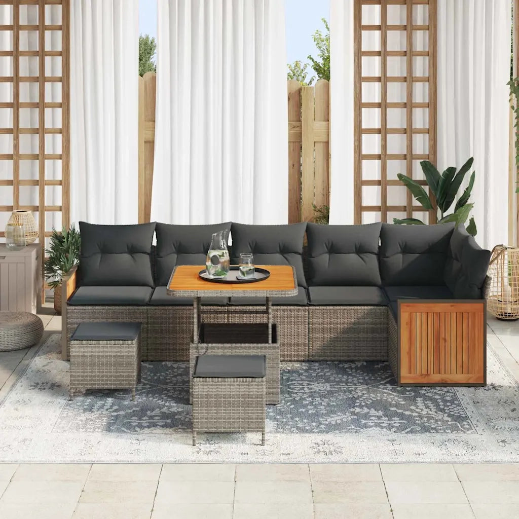 Set Divano da Giardino con cuscino 11 pcs Grigio polyrattan 3365273