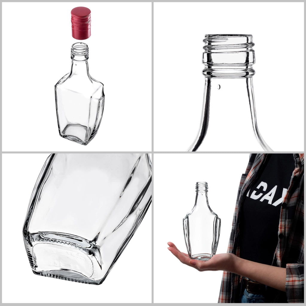KADAX Bottiglia in Vetro per Tintura 250ml Con Tappo Rosso Lungo 10pz.