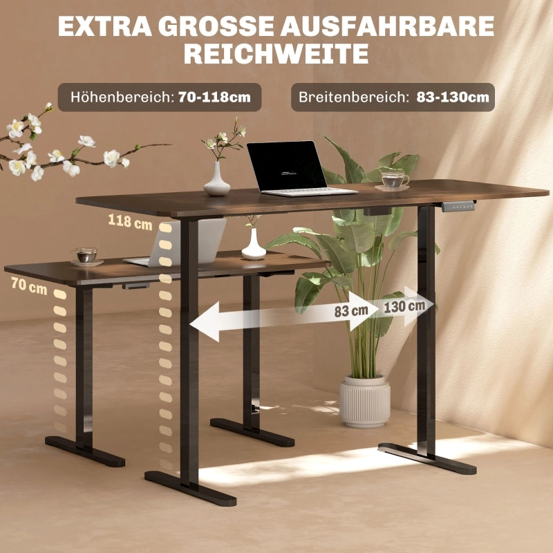 TELAIO SCRIVANIA Regolabile in altezza elettrico 70-118 cm Nero Acciaio