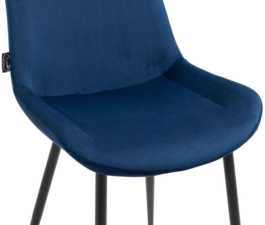 Set di 2 sedie da pranzo Victoria in velluto blu