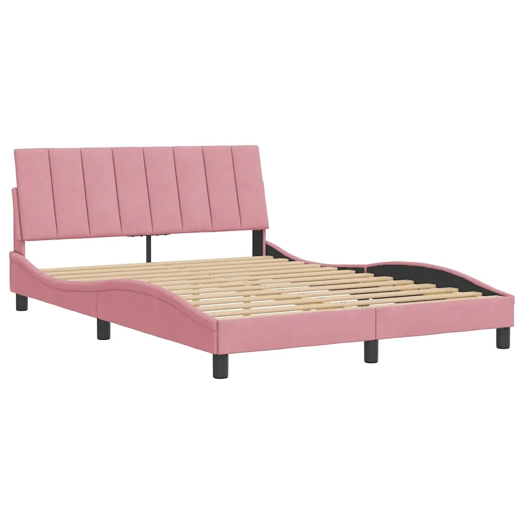 Giroletto senza Materasso-Struttura Letto Hanko Rosa 140x190 cm in Velluto