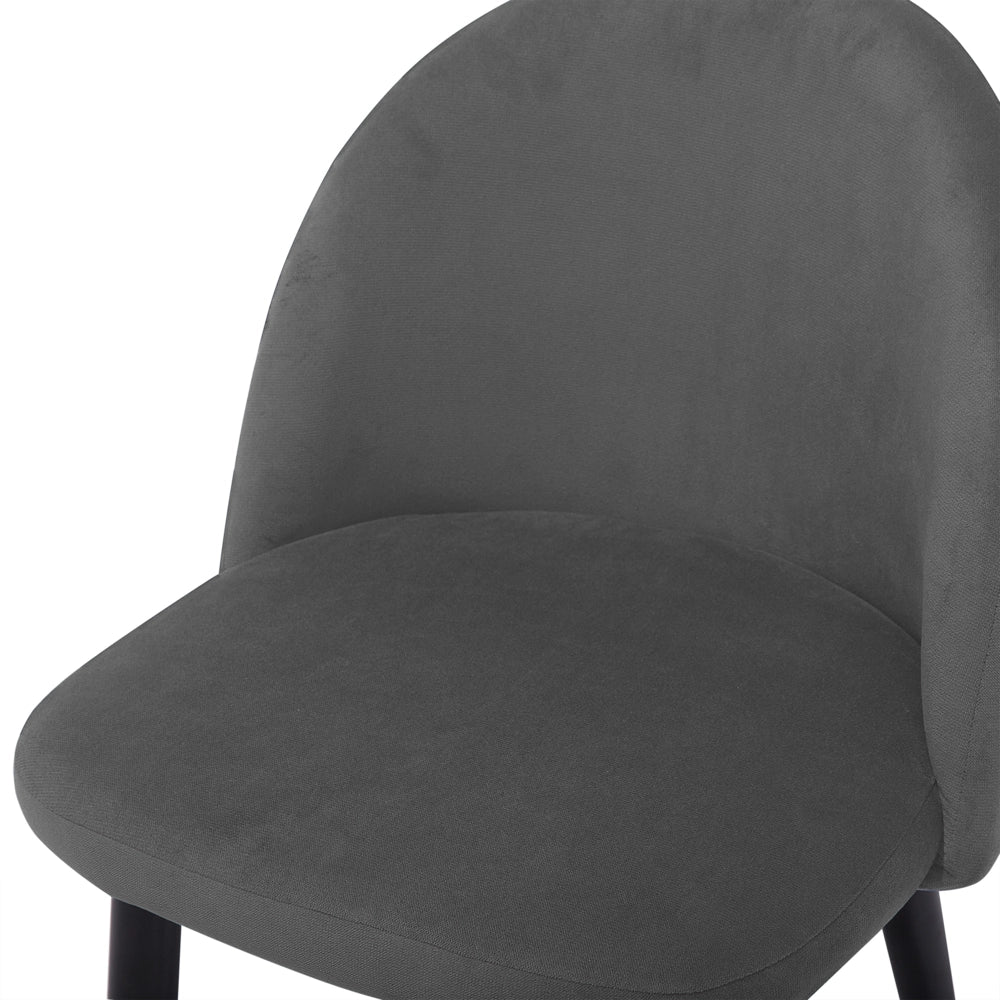 Set di 2 sedie da pranzo in tessuto di velluto grigio moderno design retrò gambe oblique nere
